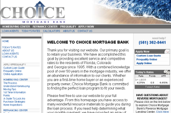 Choice Mortgage Bank Website